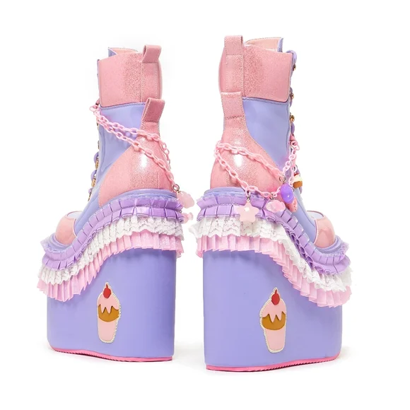 KOI® Cupcake Towers Ultra-High Platform Combat BootsSize 8